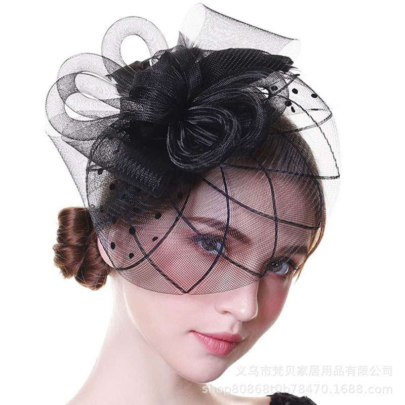 Manufacturer wholesale custom European and American bridal headwear, mesh hair clips, hair accessories, vintage top hats, headbands, small top hats for weddings
