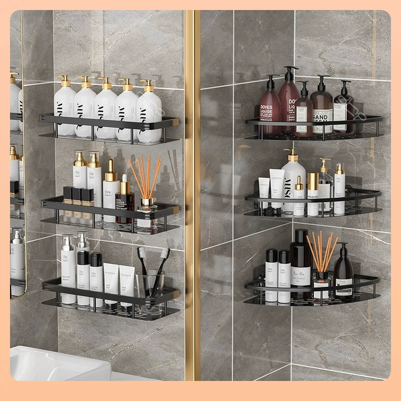 ✅Bathroom tripod space aluminium bathroom storage rack bathroom no sticking storage rack manufacturer