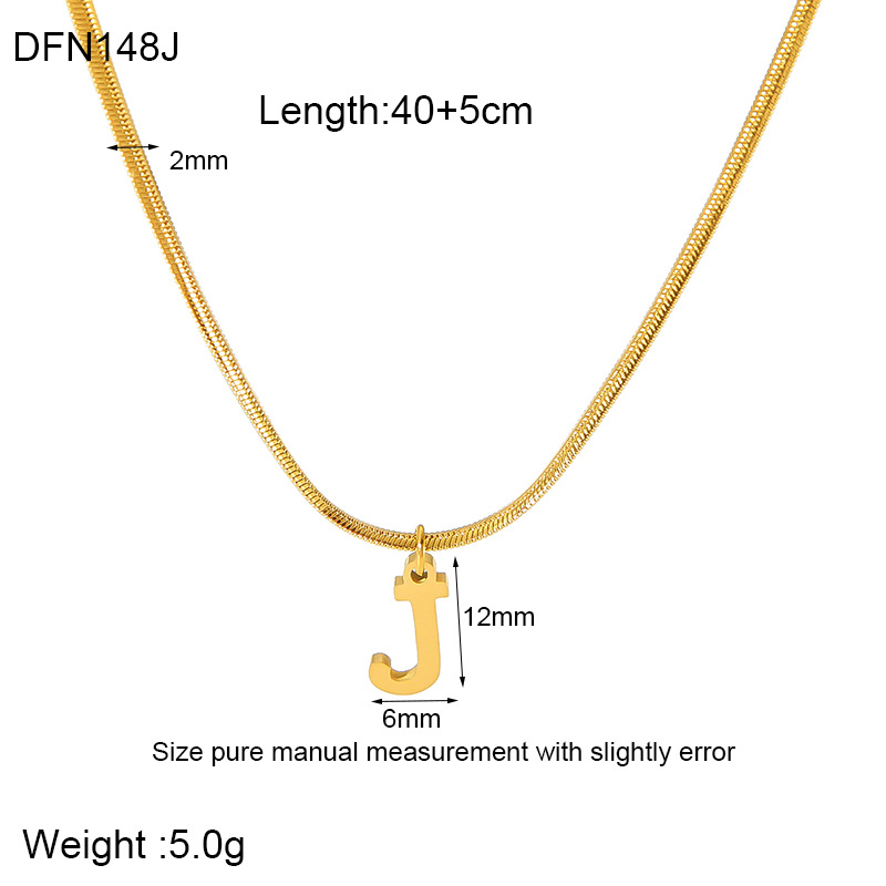 304 Stainless Steel 18K Gold Plated Simple Style Polishing Letter Pendant Necklace display picture 12