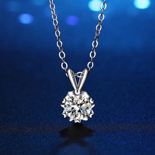 925 silver moissanite silver necklace bamboo chain women's pendant wholesale jewelry light luxury six-pointed star snowflake clavicle chain