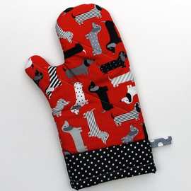 2018新款微波炉手套方形餐垫两件套 烤箱隔热手套居家日用品批发