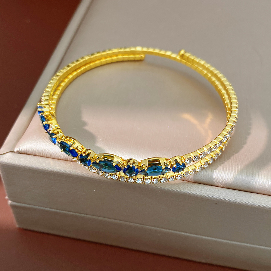 Diamantes arroz redondo geométrico pulsera elástica de doble capa temperamento pulsera de moda de alta calidad lujo ligero nicho joyería al por mayor
