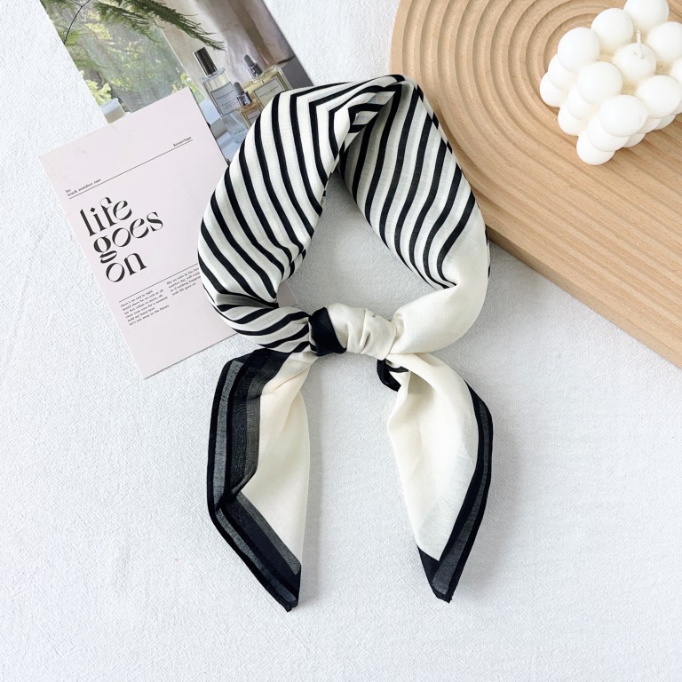 Traje de primavera y verano "Silk Mian" Pañuelo de seda a rayas de temperamento simple