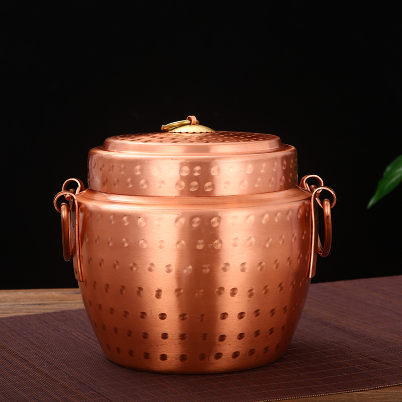 Outdoor Camping Copper Rice Pot, Purple Copper Tea Container, Tea Canister, Rice Canister, Cookware Wholesale, Copper Pot, Pure Copper Cookware