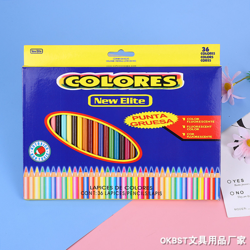 Set de lápices de colores con mariposa azul, 12/18/24/36 tonos, lápices oleosos para dibujo infantil y escolar