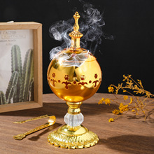 跨境铁艺金色炭香薰炉中东香炉小圆球装饰摆件客厅氛围香薰炉多用