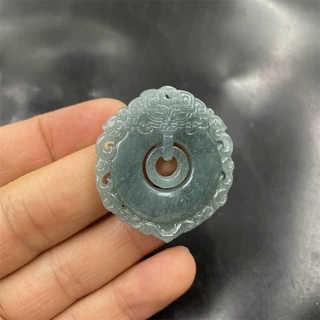 双面雕刻天然翡翠A货事事平安吊坠 翠玉a货挂件 玉坠