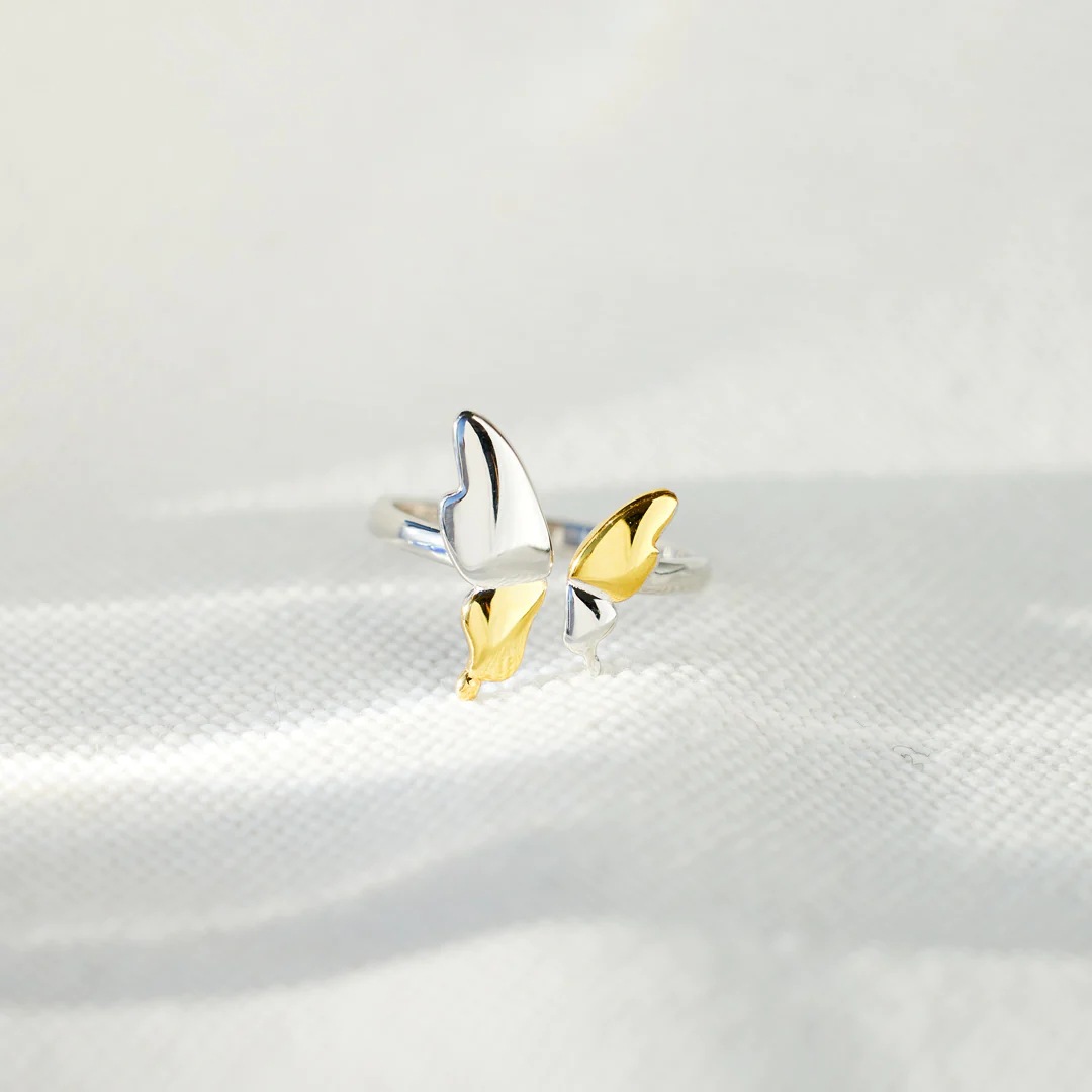 Elegant Basic Simple Style Butterfly Sterling Silver Plating Open Rings display picture 1