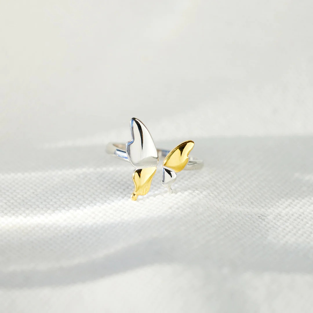 7g Weight Open Rings Classification 925 Sterling Silver Butterfly Open Rings