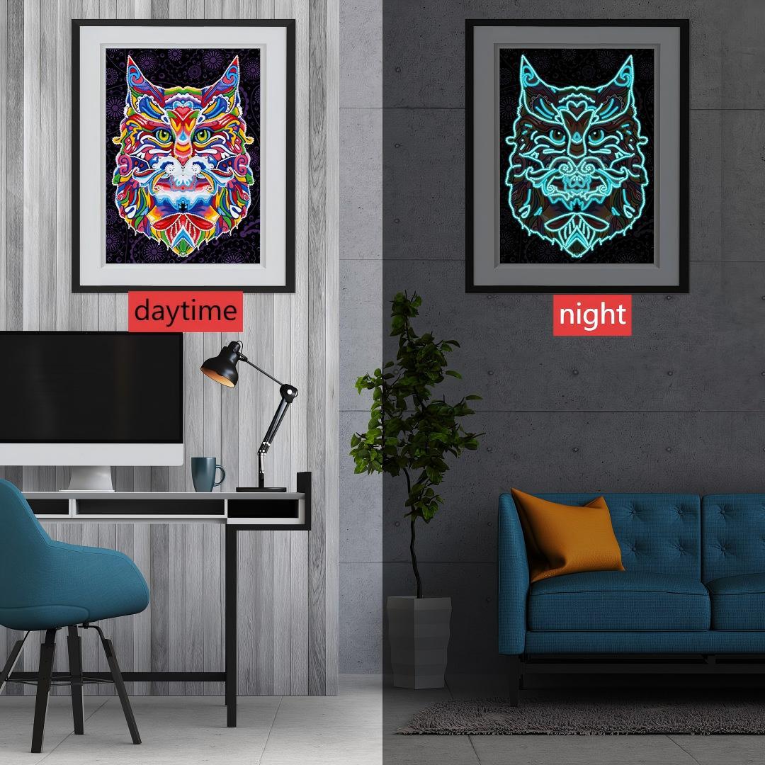 Explosiones transfronterizas pinturas de diamantes luminosas hechas a mano dormitorio sala de estar pinturas de diamantes perimetrales decoración luminosa sin marco