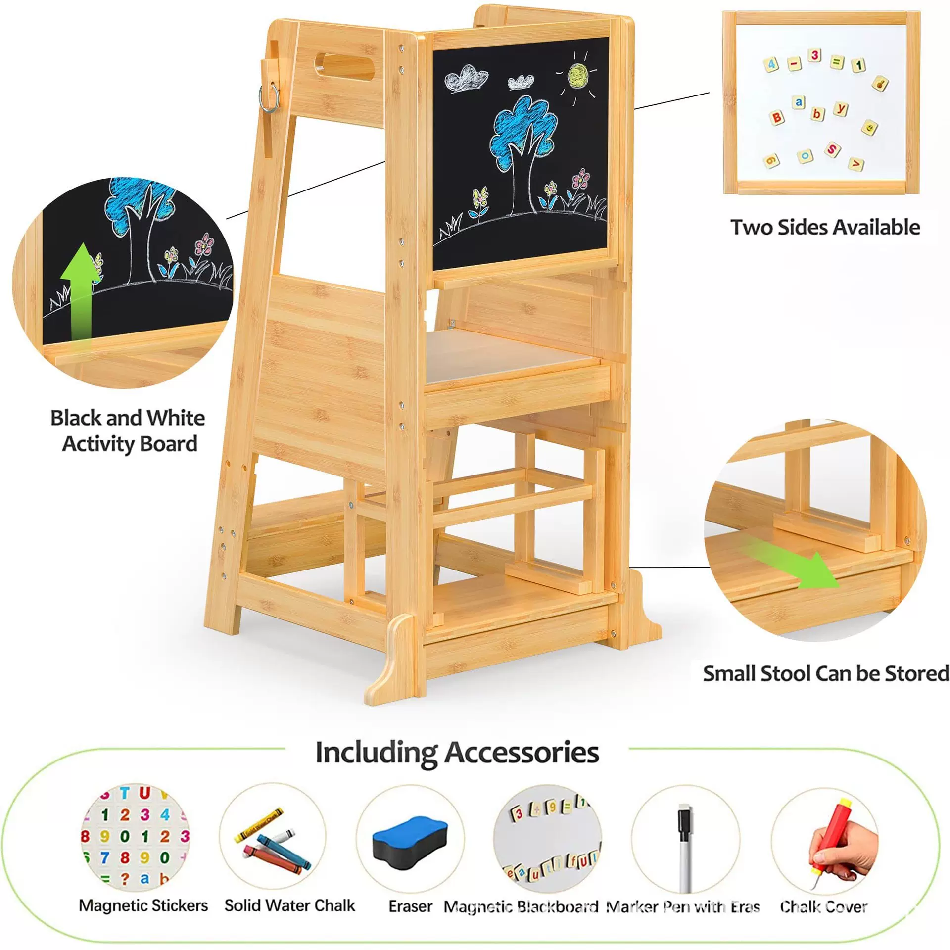 蒙氏儿童成长椅垫脚凳子宝宝学习塔实木洗手洗漱脚踩凳台阶扶手梯