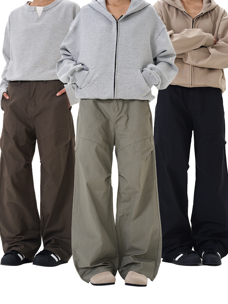 LKTMメンズ # アメリカンレトロcleanfit傘兵しわ工装ズボン男女潮牌ゆるいカジュアルパンツ