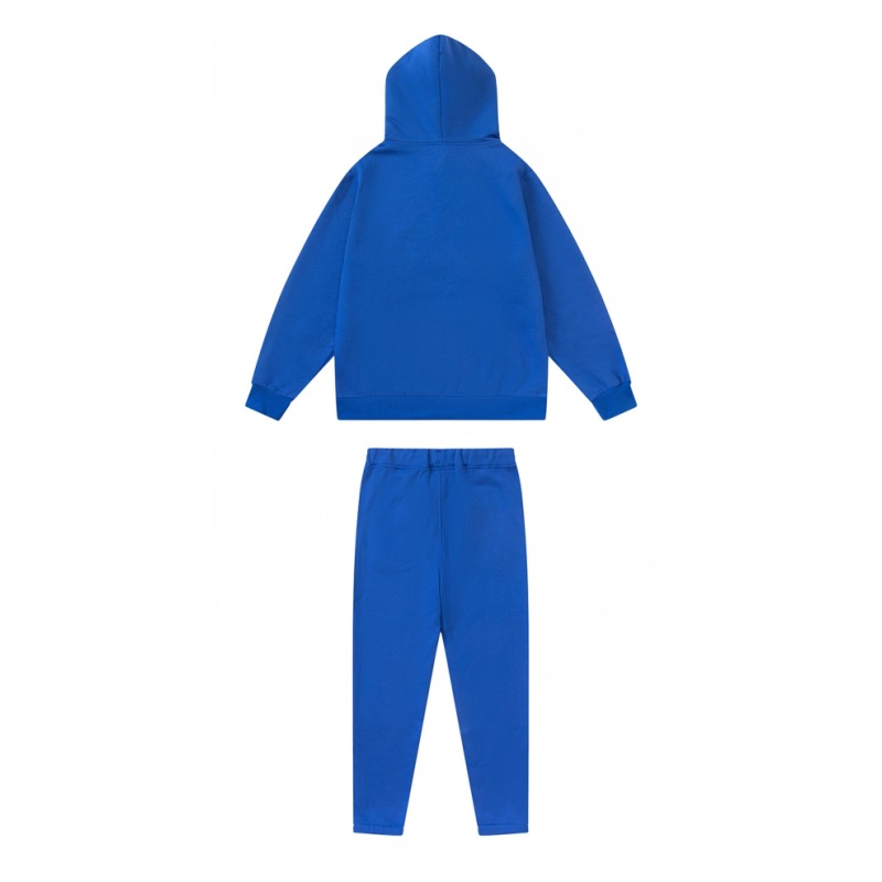 Trapstar azul Tigre cabeza toalla bordado traje forro polar suéter con capucha ceñida deportes casual pantalones largos