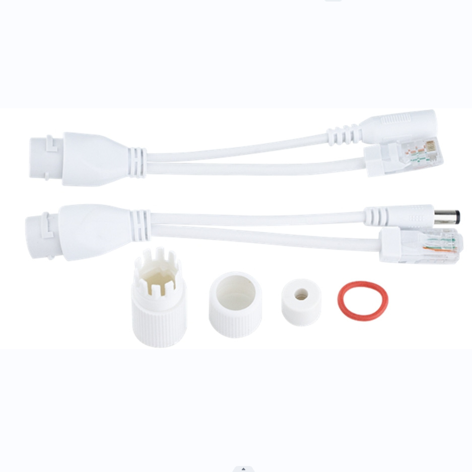 白色防水室外分离器12V直通式监控网络POE分离器深圳发货