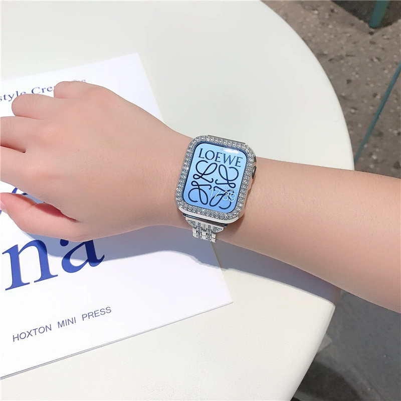 Подходит для iWatch 7/6/5/4/3/2, модель Five-Zhuzhu, инкрустированный металлический корпус, алмазная обработка, совместимо с Apple SE