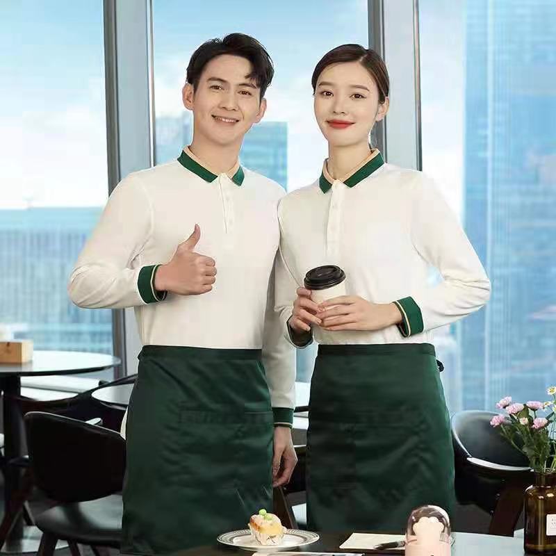 Work clothes Polo shirt long sleeve fixed logo group advertising hotel catering waiter supermarket work clothes T-shirt embroidery Work clothes Polo shirt long sleeve fixed logo group advertising hotel catering waiter supermarket work clothes T-shirt embroidery