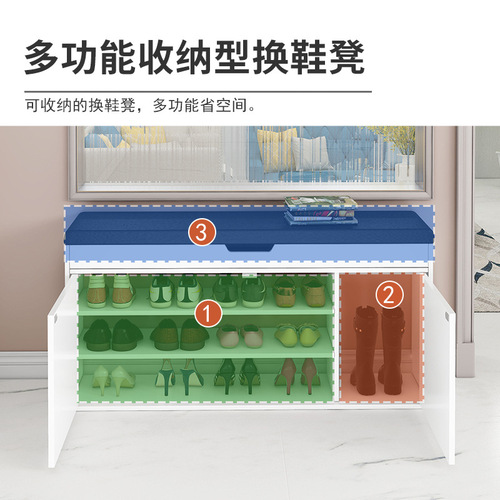 Flip-open shoe-changing stool at the door, multi-layer shoe rack, household dust-proof simple storage stool, multi-functional seated storage shoe cabinet