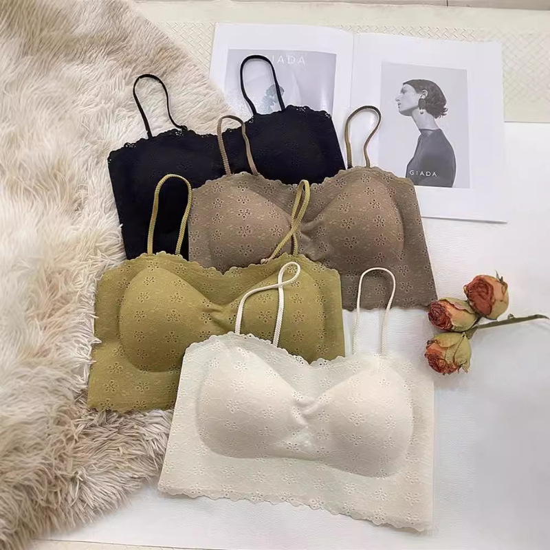 Summer anti-light lace back tube-work without steel ring fixed cup gathered seamless accessory breast wrapping 2415