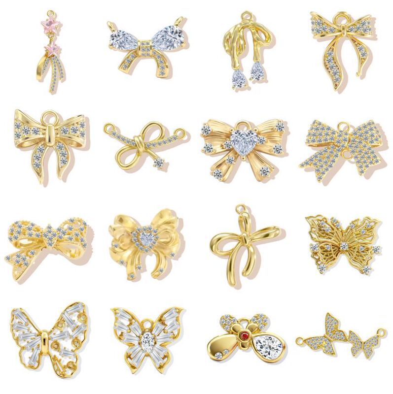 European and American Foreign Trade Hot-Selling Copper Micro-Paved Zircon Butterfly Bow Pendant Jewelry Nail Clothing Versatile Accessories European and American Foreign Trade Hot-Selling Copper Micro-Paved Zircon Butterfly Bow Pendant Jewelry Nail Clothing Versatile Accessories