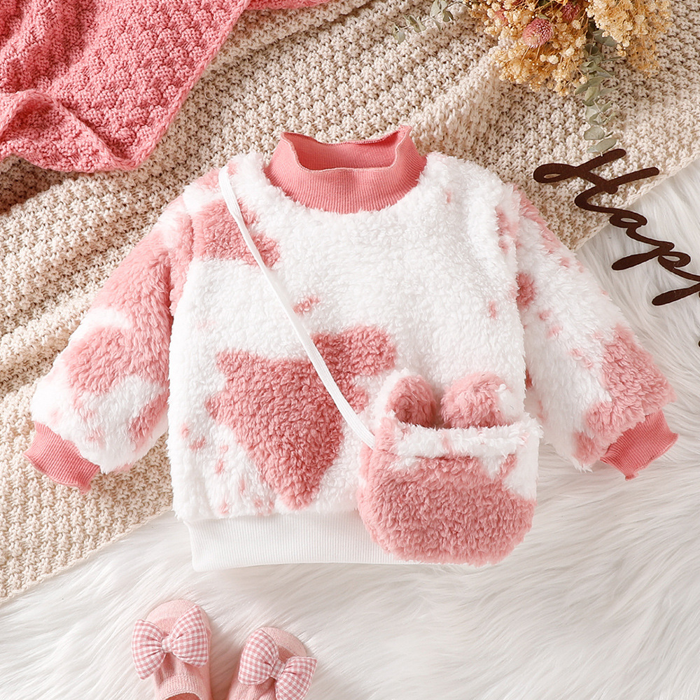 Baby sweater 2022 sweet casual fur half...