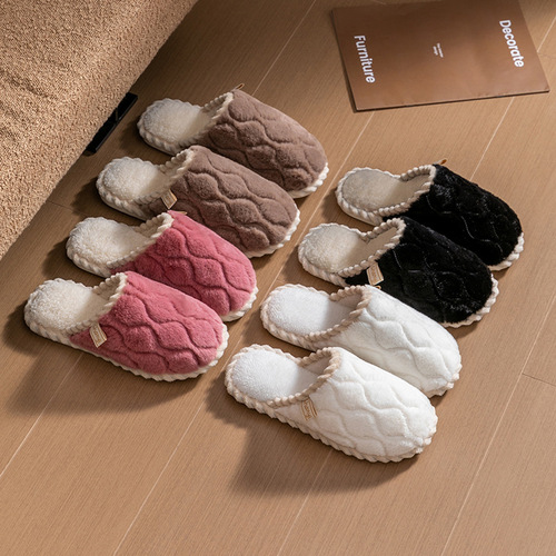 Cixi Cotton Slippers for Women Autumn/Winter Home Use Indoor Non-Slip Home Heating Couple Winter Fluffy Plush Men