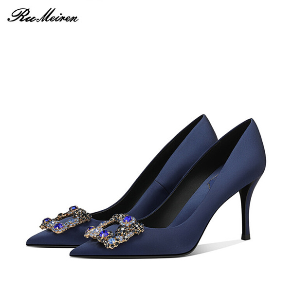 High heels for events pointed-toe stiletto heels made of satin
