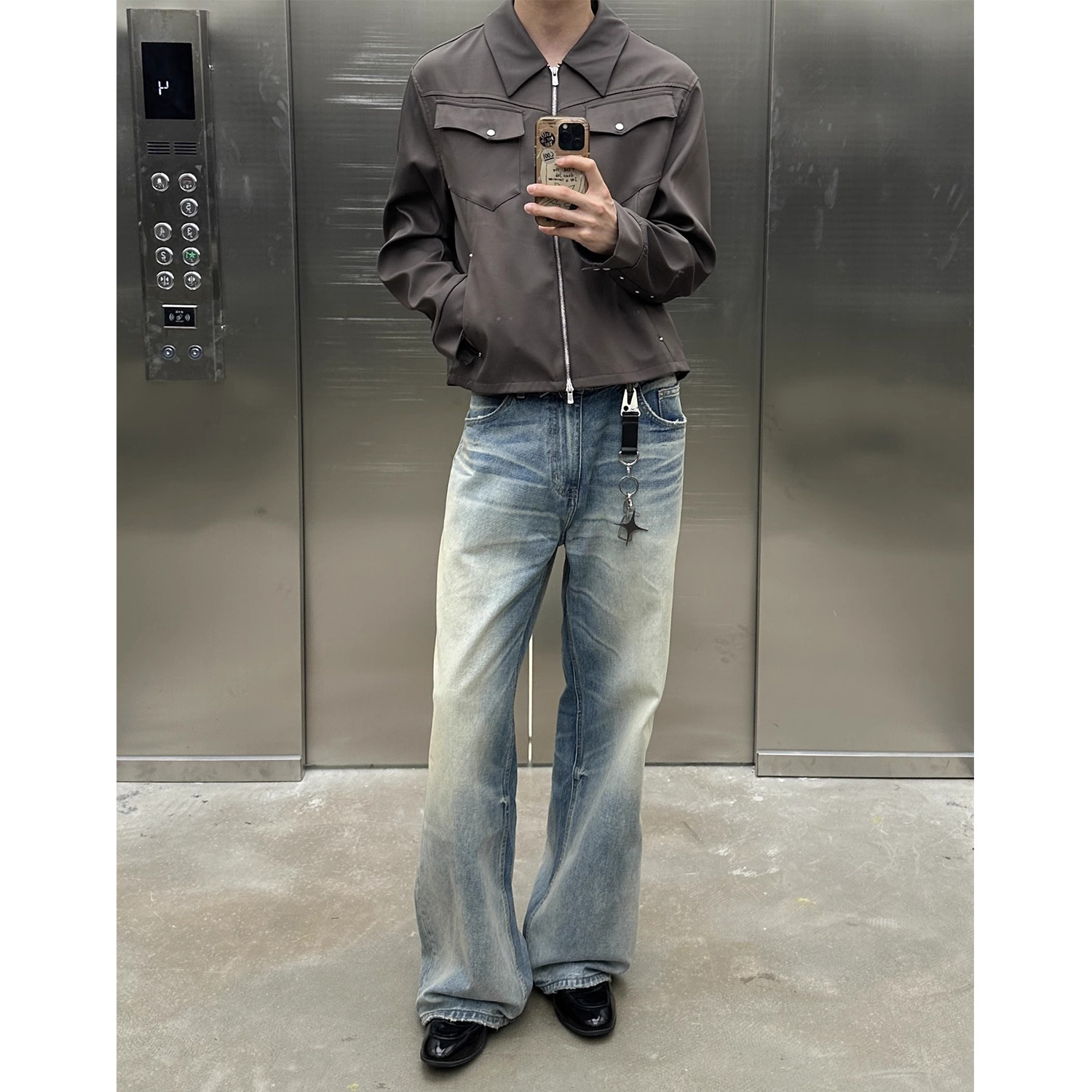 跨境跨境【JMWH】TBR 牛王系列05 A字版型水洗蓝直筒宽松cleanfit