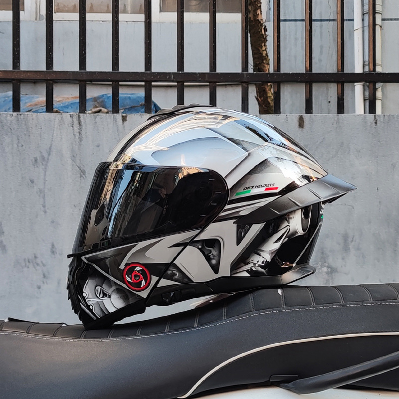 Casco de Motocicleta Orz con Certificación DOT para Hombre y Mujer, Casco Abierto con Visera Doble, Spoiler de Invierno, Cobertura Media, Azul para Todas las Estaciones.