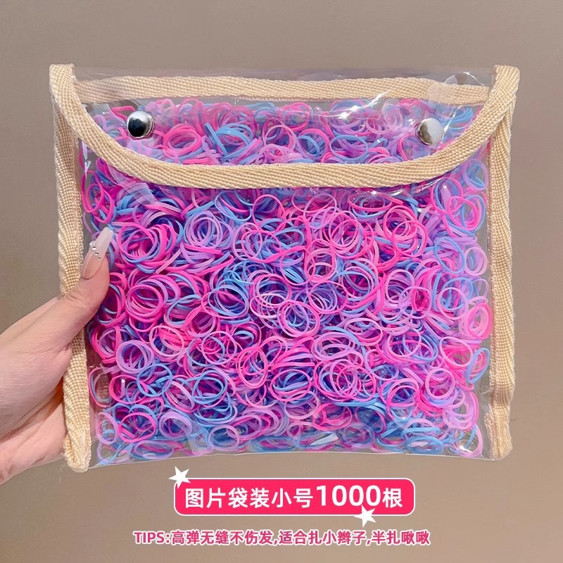 Pequeña banda de goma para mujeres, cabello grueso y grueso, anillo de pelo para niños, banda de goma desechable, anillo de goma negro duradero, alta elasticidad