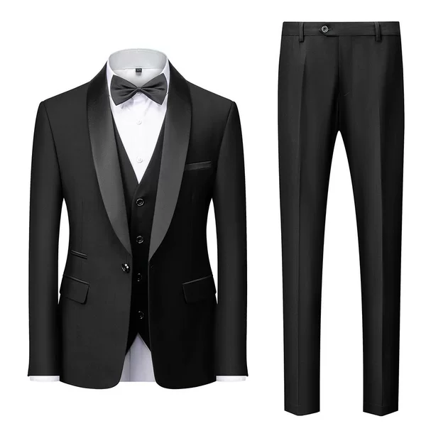 temu Amazon Foreign Trade Men's Business Casual Suit suit Wedding Groom Dress Suit Solid Color Three-piece Set