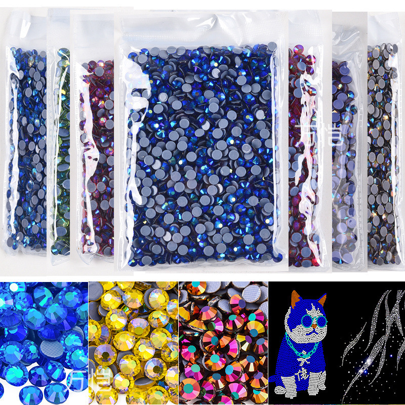 Imitation Austrian Rhinestones, Hotfix Rhinestones, Glass Rhinestone Jewelry Electroplating Materials, Large Flat-Bottomed Fan-Shaped Hotfix Rhinestones for DIY Crafts