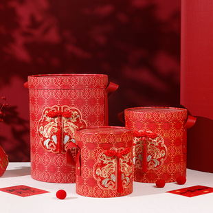 Red New Year Gift Box Wedding Candy Box Spring Festival Gift Box Snacks Nut Specialty Barrel Gift Packaging Box