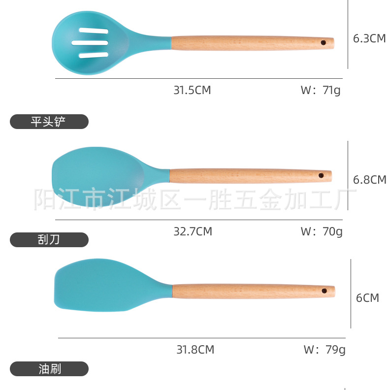工厂直供厨具刀具套装19件套硅胶厨具套装17件套厨房用具组合套刀详情22