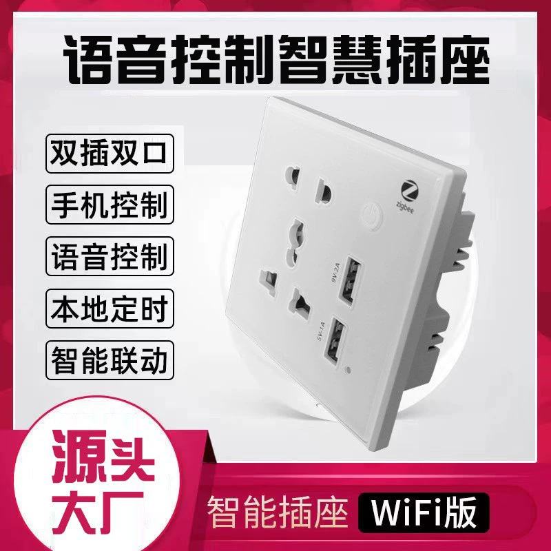 Tuya Smart Type 86 Zigbee socket WIFI mobile phone remote timing control glass panel rounded corners with USB