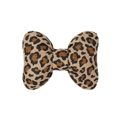summer linen car seat cover, non-slip, Seat cushion, seat cover - linen-leopard-print-bow-headrest-in-brown