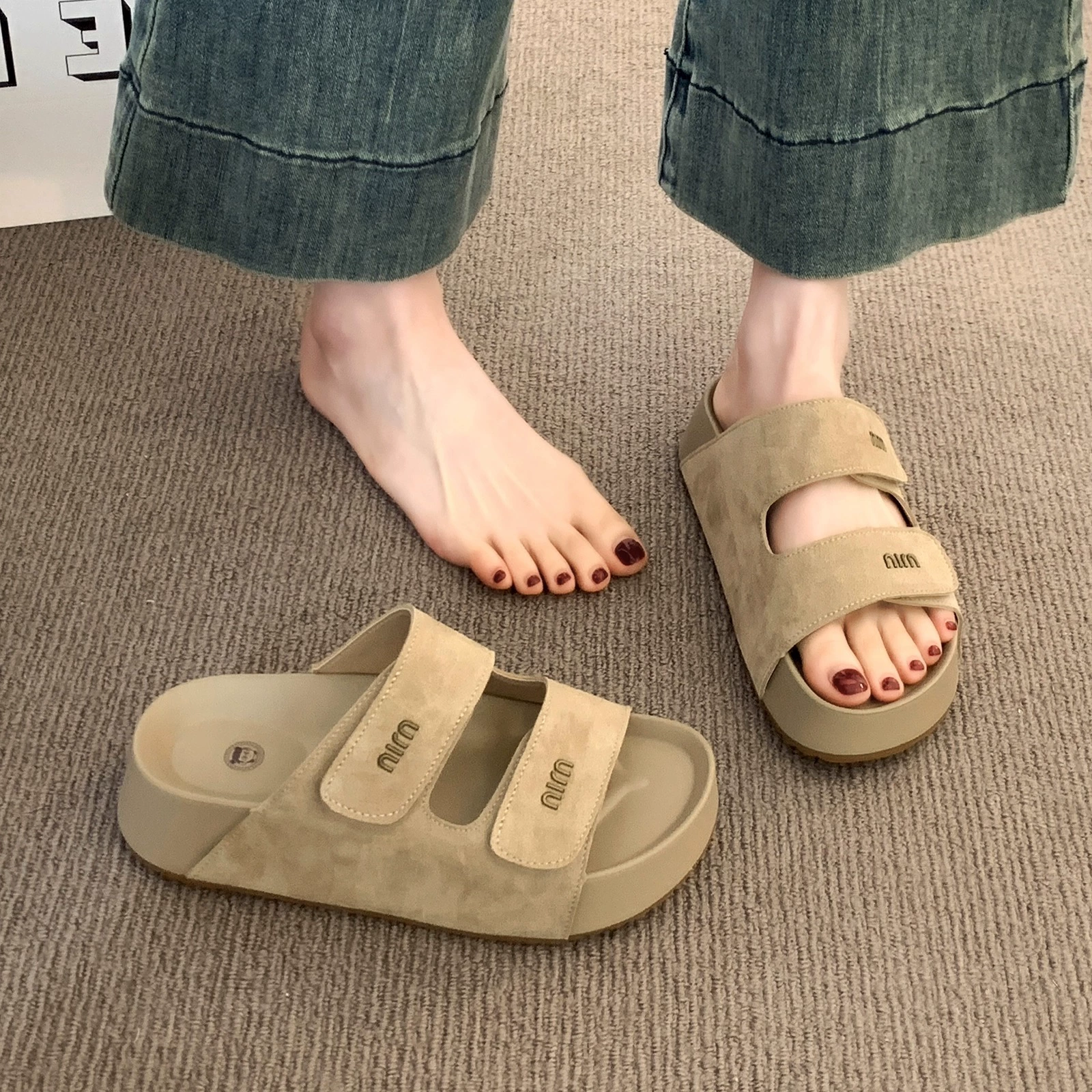 Босоножки Birkenstock для женщин, летняя верхняя одежда 2025, новый стиль с юбкой, элитные пляжные сандалии, модные шлепанцы