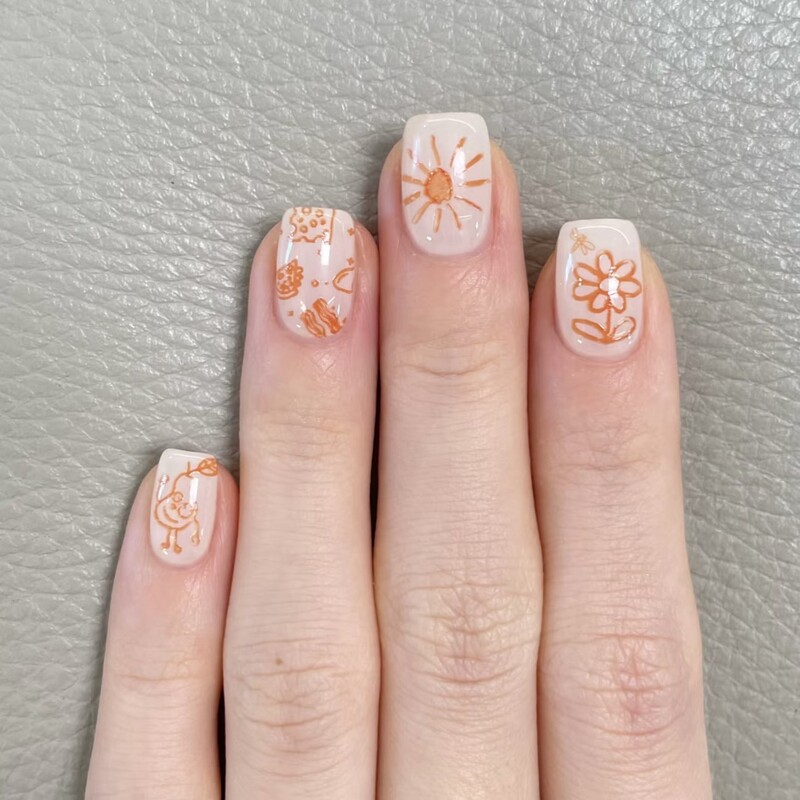 Purely Hand-Painted Wearable Nails, Colorfulful Paintings, Fresh and Cute, Whitening Fake Nails, Wholesale Wearable Nails, Removable Manicure