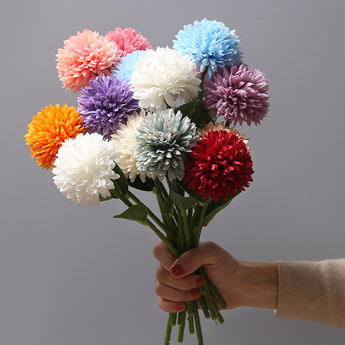 Simulated single dandelion fake flower home vase decoration onion ball silk flower ping pong chrysanthemum short branch round simulated flower