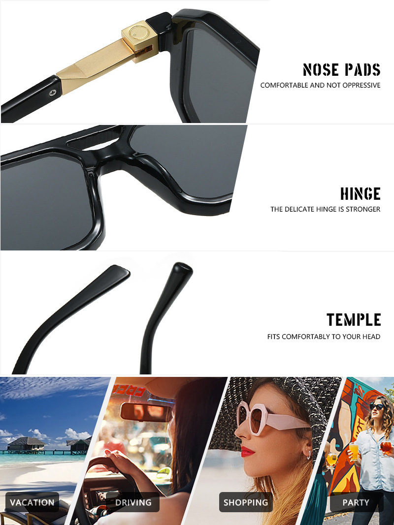 65g Weight Full Frame Glasses Structure Sunglasses Classification PC, UV400 Protection Lens Material Square Glasses Style Outdoor, Travel Occasion Square Pattern All Seasons Season Unisex Gender Basic, Hawaiian, Tropical Style Basic Hawaiian Tropical Square PC UV400 Protection Square Full Frame Women's Sunglasses 18