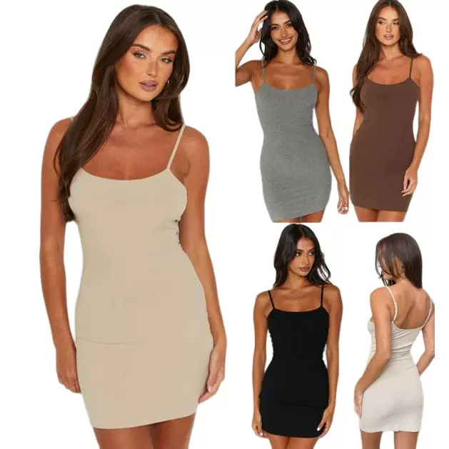 速卖通跨境2023新款夏季欧美女装吊带性感连衣裙莫代尔棉包臀裙