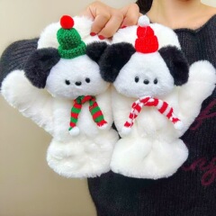 漫画のクリスマスの子犬のぬいぐるみの手袋の女性の冬の保温は厚いです。