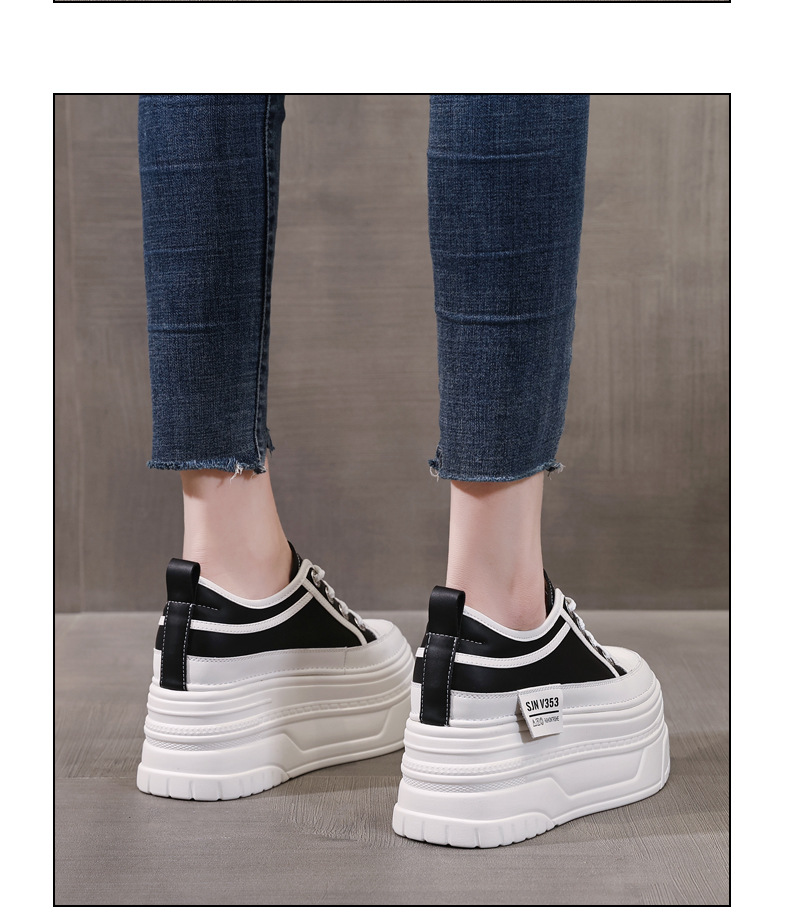 Giày sneaker nữ đế dày bánh xốp trắng phối đế độn cao — Màu đen chi tiết 16
