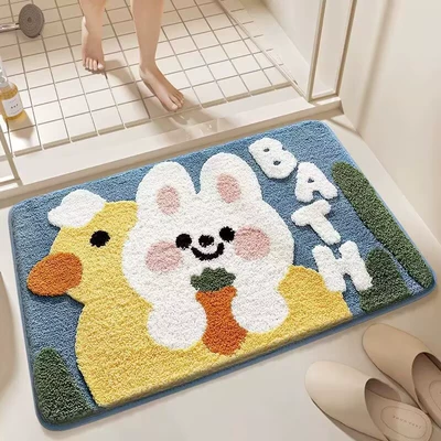 Avtomobil döşəmə paspasları — Bathroom Absorbent Floor Mat, Stain-Resistant - soft-little-white-rabbit-4060cm-imitation-cashmere