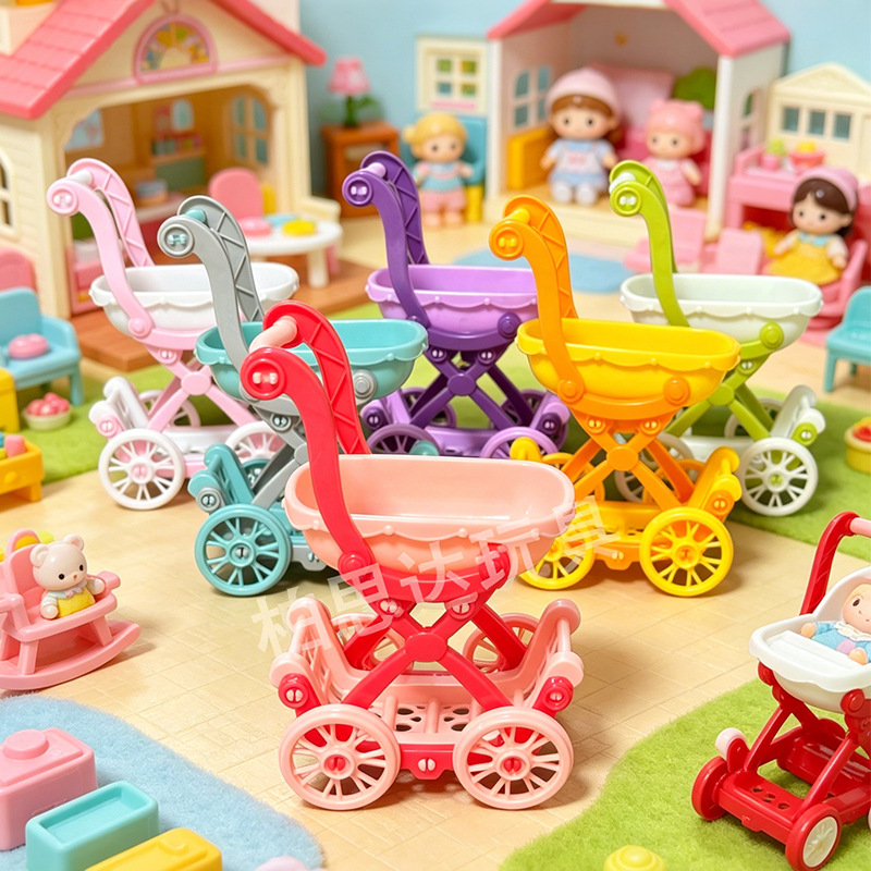 Playhouse Baby Stroller 14cm Simulated Princess Stroller Mini Baby Stroller Doll Toy Accessories