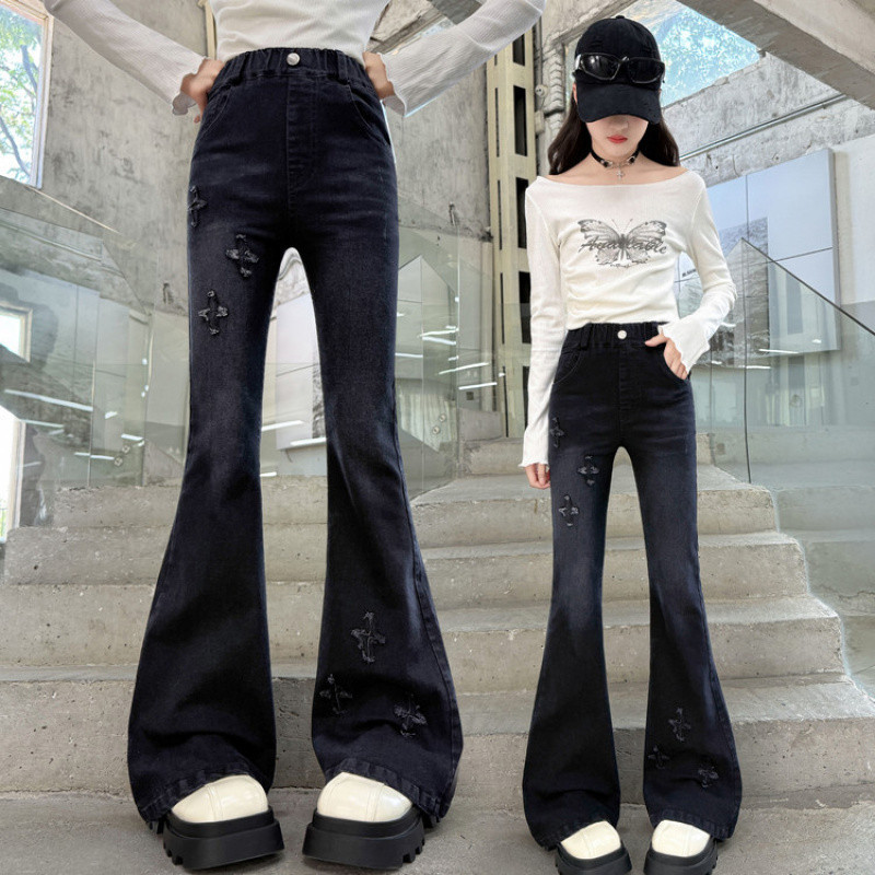 Zhili children's clothing girls' pants, spring and autumn outerwear 2025 new style, medium and large children's straight wide-leg trousers for girls, autumn