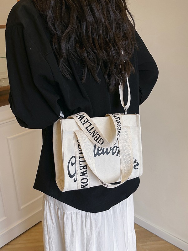 GentleWoman hombro letras bolso de lona portátil 2025 nuevo tailandés nicho transfronterizo bolso de hombro
