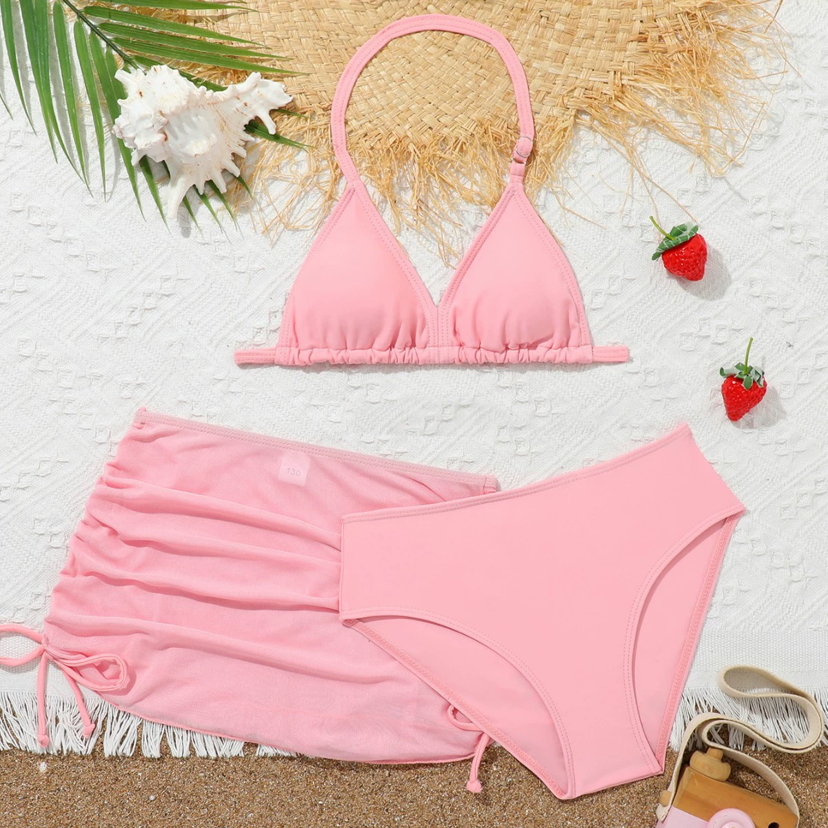 2025 внешняя торговля новый детский купальник бикини милая девушка из трех частей