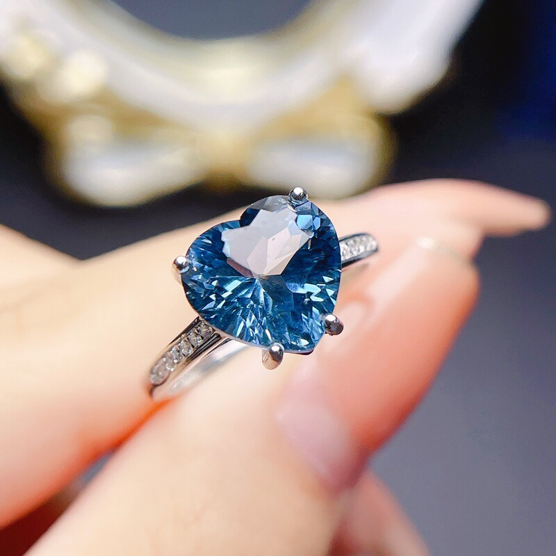 Cross-Border Natural Topaz Ring Women's Accessories Niche High-End 925 Silver Jewelry 10*10 Fashion Factory Direct Sale