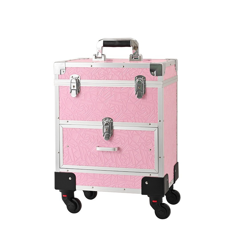 Caja de maquillaje multifuncional con espejo con lámpara portátil de gran capacidad caja de herramientas de maquillaje caja de almacenamiento de manicuras de mercado nocturno