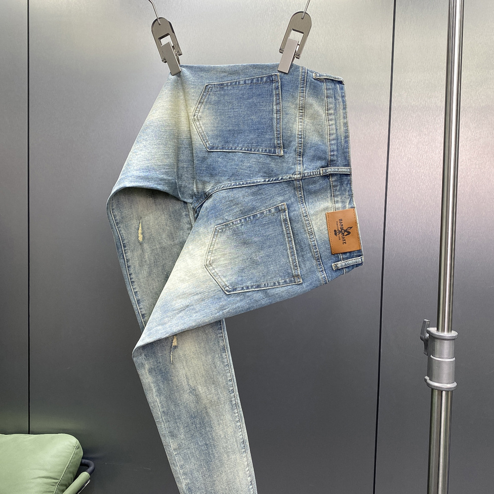 Men's Ripped Korean Style Slim Fit Handsome Skinny Pants Spring Autumn Youth Fashion Stretch Jeans_viptrois.com
